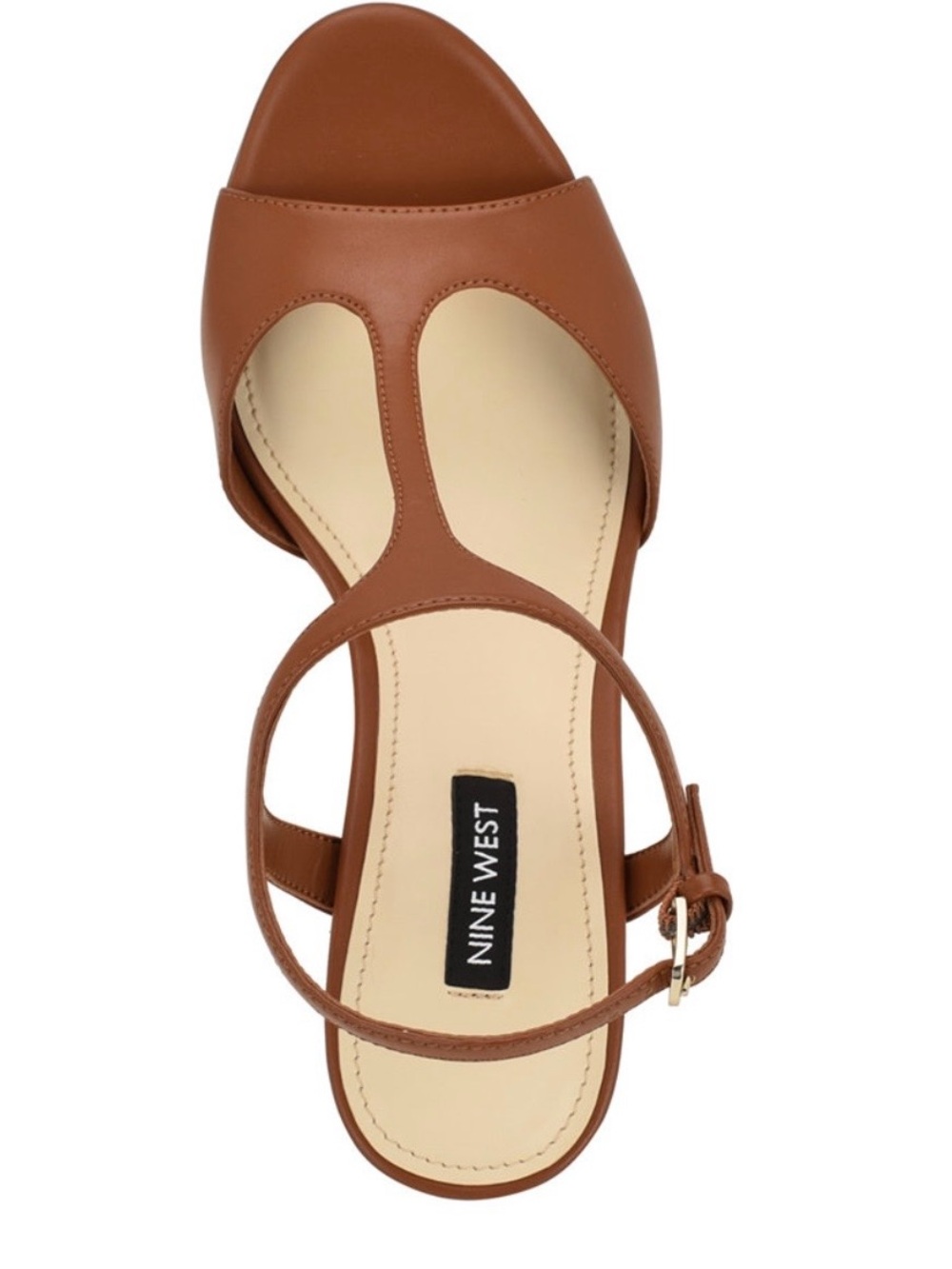 Nine West Cognac Brown Platform Block Heel Sandals - Picture 3 of 11